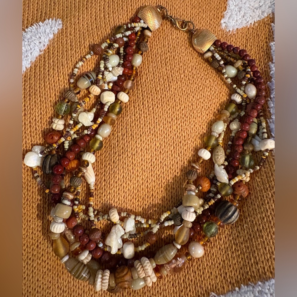 Vintage Multi-Strand Twisted Beaded Necklace Boho Statement - Picture 5 of 5